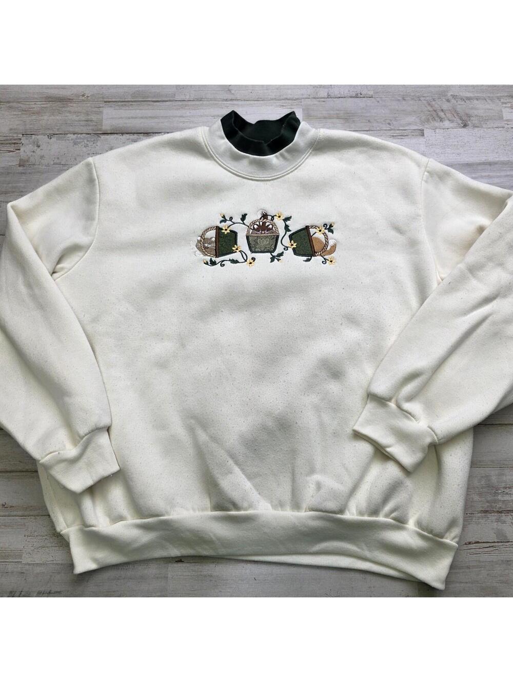 VTG 90s BonWorth Women's L Embroidered Playful Cats Kittens Sweatshirt